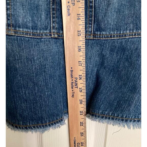 VTG 90s Phoebe Buffay Denim Skirt Ruffle Bottom Raw Hem Size 8 *See Details - Picture 8 of 9